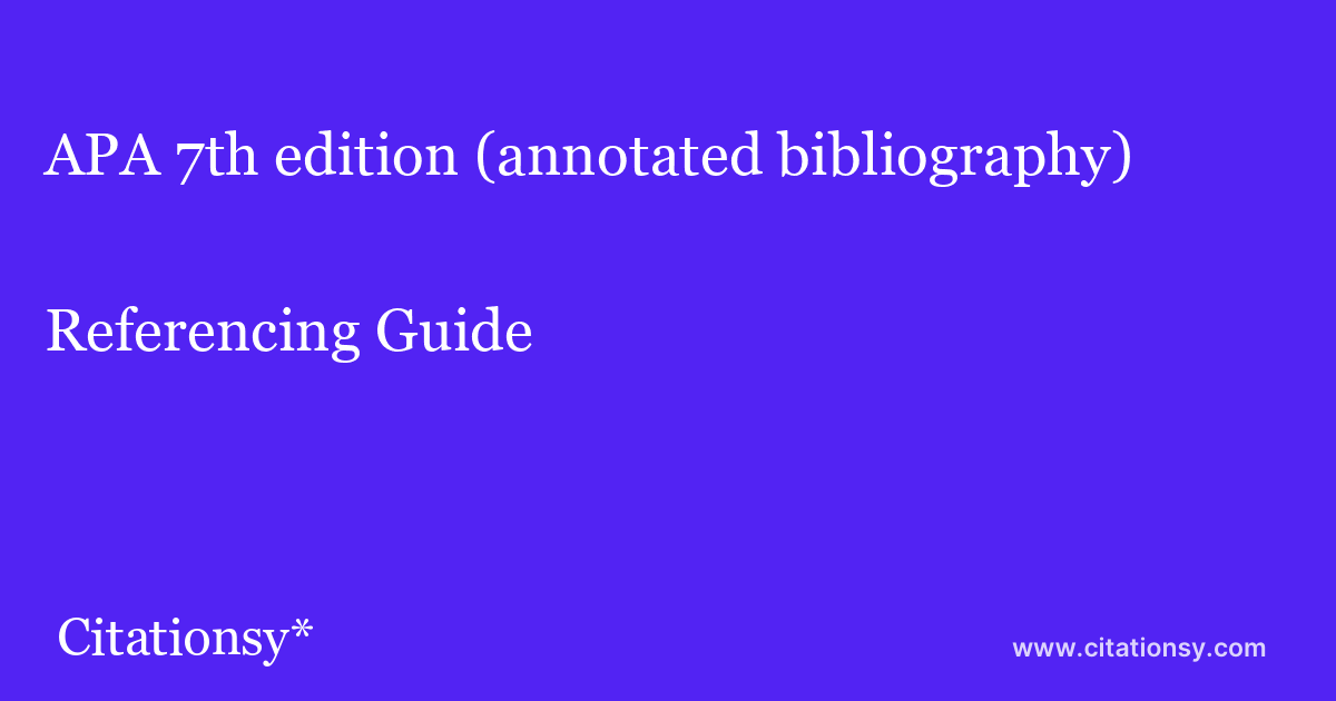 apa style annotated bibliography format